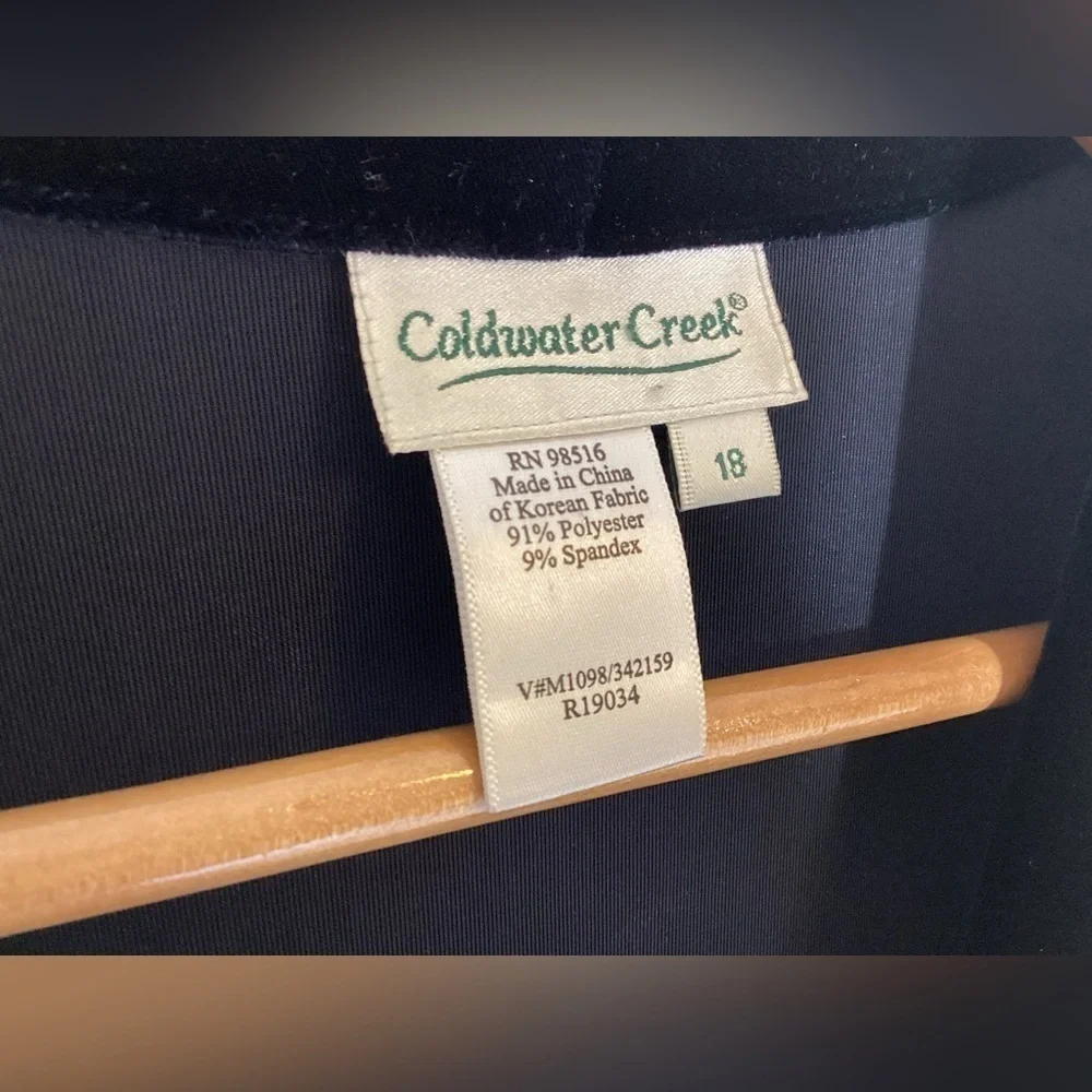 Coldwater Creek Vintage Velvet Tunic Cardigan 18 Navy Blue One Button Artsy 90s - Picture 13 of 14